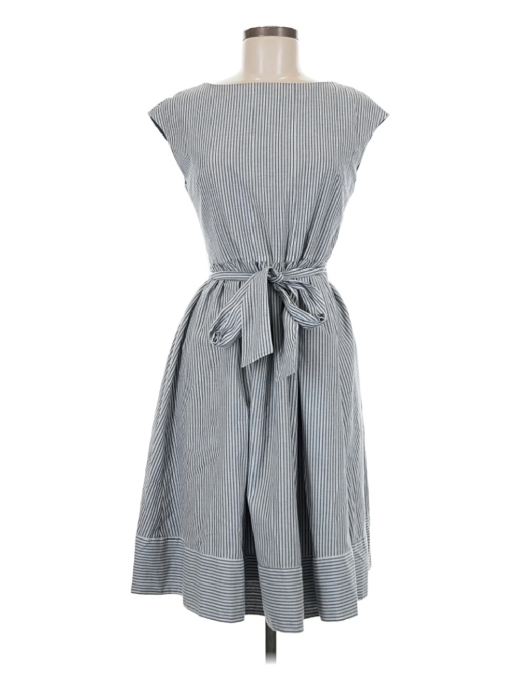 Classic Gray Striped Casual Dress